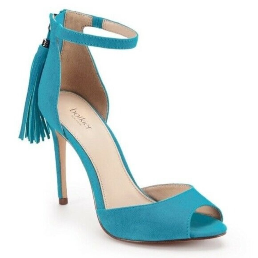 Botkier Heels Sandals 8 Turquoise Blue Ankle Strap Stiletto Suede Prom Cocktail